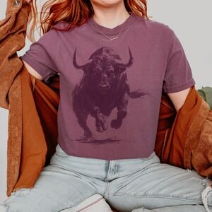 Charging Bull Graphic Tee Dynamic Power Animal Design